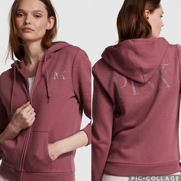 PINK FLEECE ZIP-UP EVERYDAY HOODIE - Picture 1 of 1